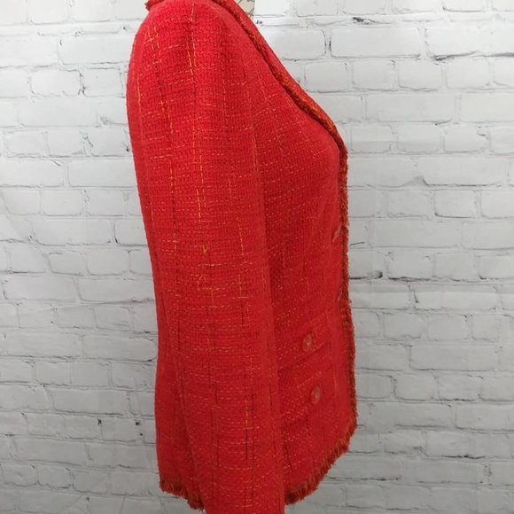 St John Couture Tweed Fringe 2 pc Skirt Blazer Set - Picture 6 of 8